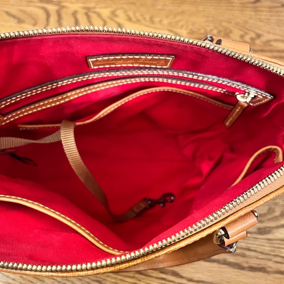 Dooney & Bourke Pebble Grain Zip Zip Satchel in caramel with crossbody - Picture 7 of 16